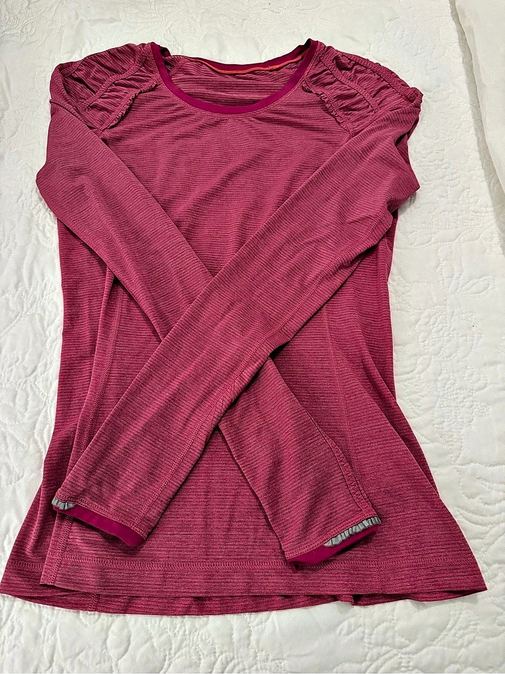 Lululemon Rulu Gathered-Waist Long-Sleeve Running Top Pink